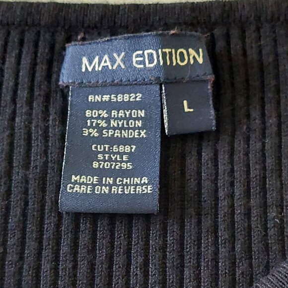 Max Edition Black 3/4 Bell Sleeve V-neck Tunic Sweater Women's Size L - Picture 6 of 7